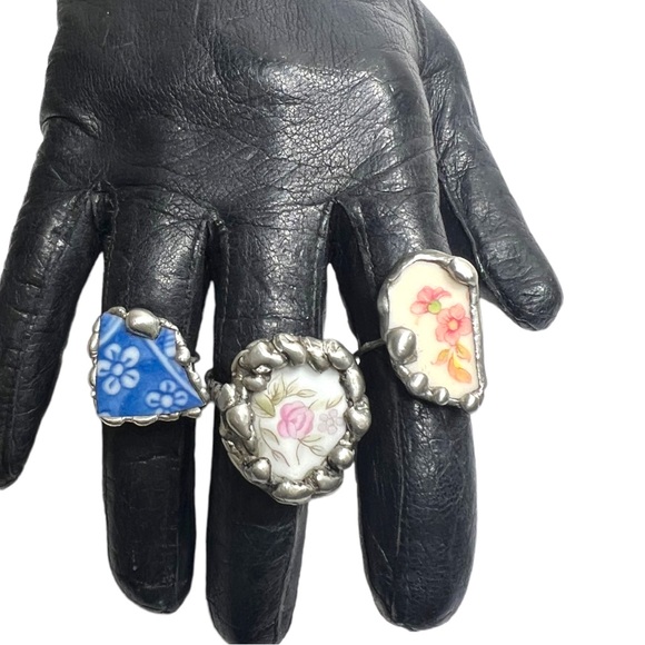 Broken China Rings Artisan Crafted Made from Fragments of Your family’s heirloom - Picture 15 of 17